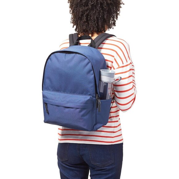🆕 Men Blue Classic School Featuring Adjustable Padded Double-Zipper Backpack - Picture 2 of 7
